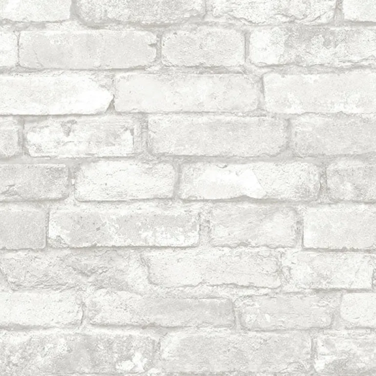 NU1653 Light Grey and White Brick Peel & Stick Wallpaper