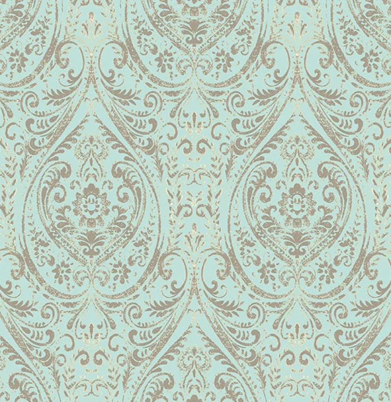 NU2079 Nomad Damask Turquoise Damask Peel and Stick Wallpaper