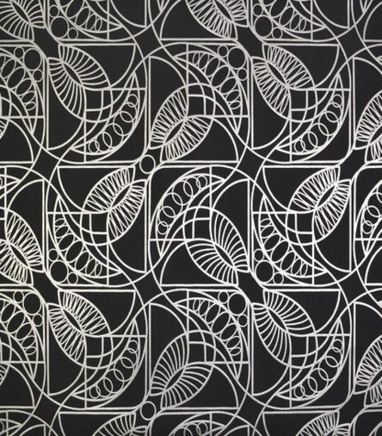NW3528 Cartouche Black/Silver Wallpaper