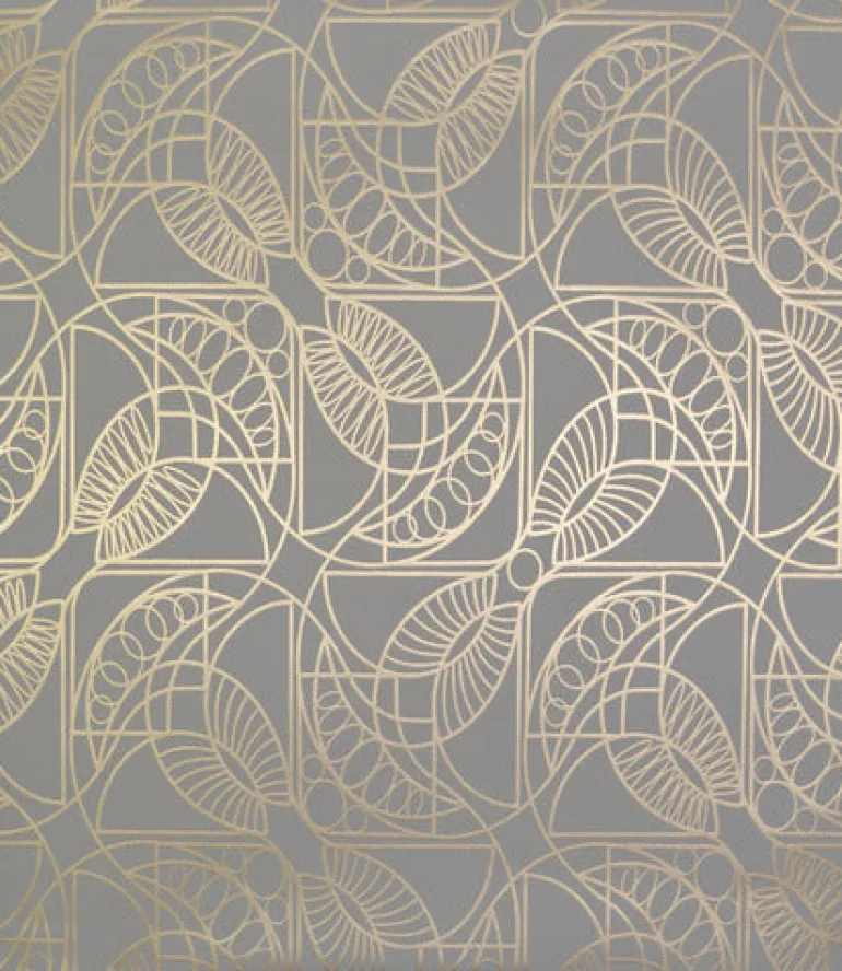 NW3525 Cartouche Grey/Gold Wallpaper