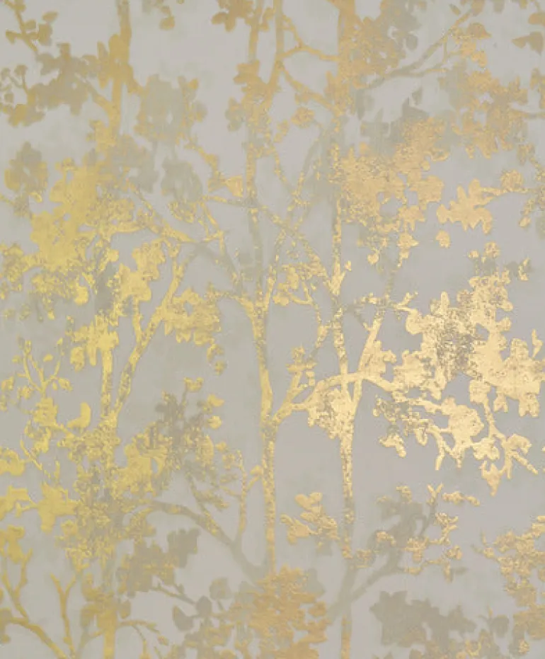 NW3582 Shimmering Foliage Almond/Gold Wallpaper