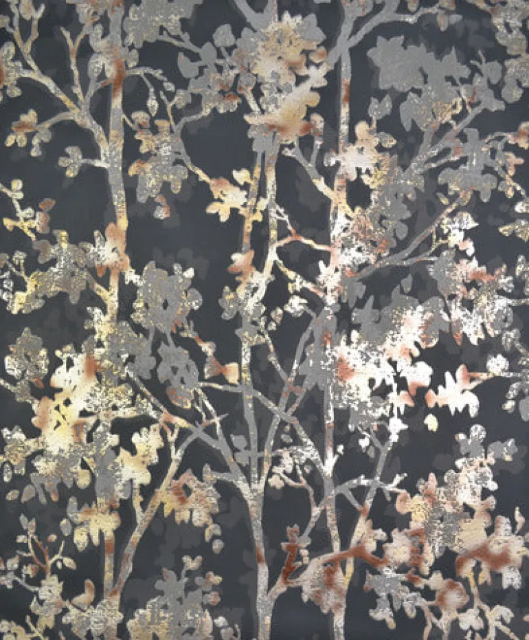 NW3580 Shimmering Foliage Black/Multi Wallpaper