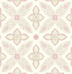 Off Beat Ethnic Pink Geometric Floral Wallpaper