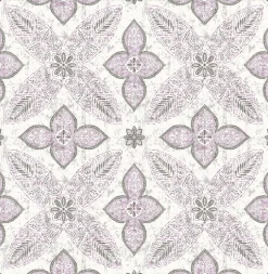Off Beat Ethnic Violet Geometric Floral Wallpaper
