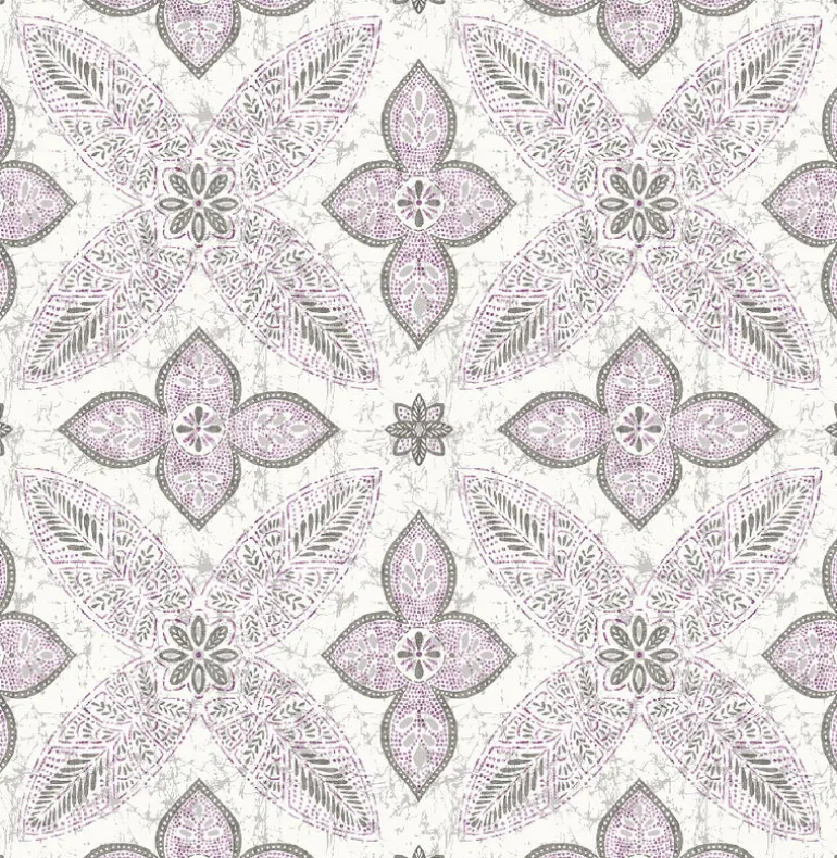 Off Beat Ethnic Violet Geometric Floral Wallpaper