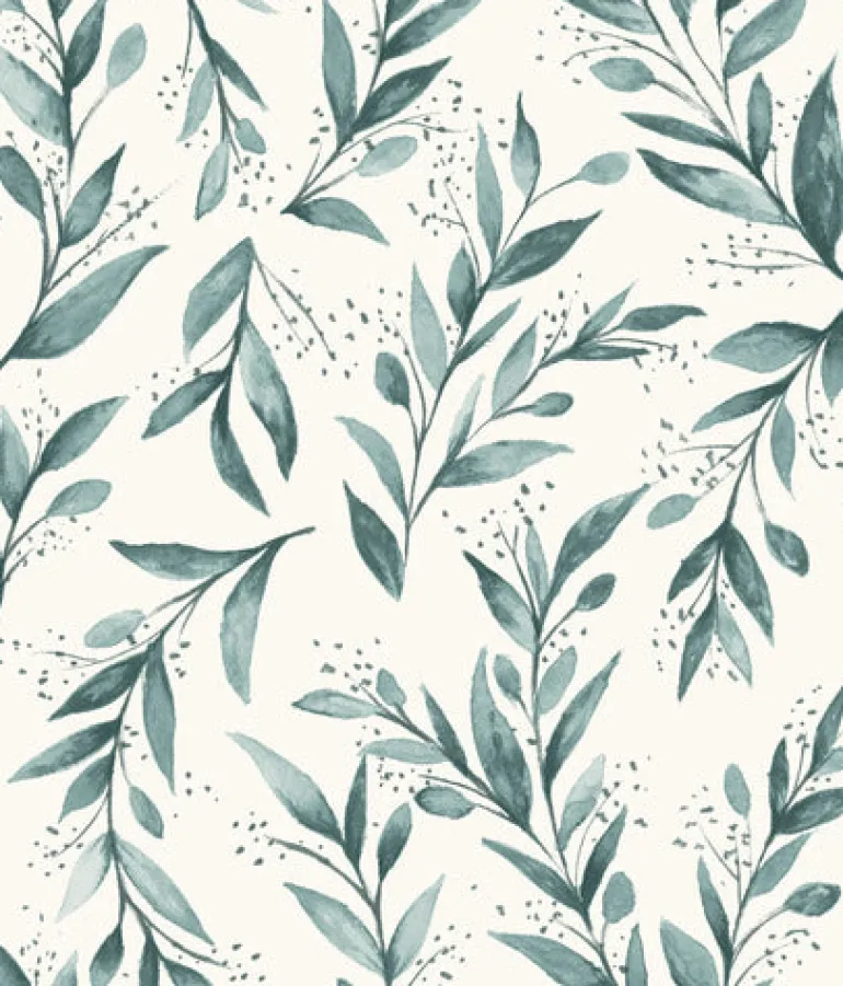 Olive Branch Weekends (Teal) Magnolia Home Vol. II Wallpaper
