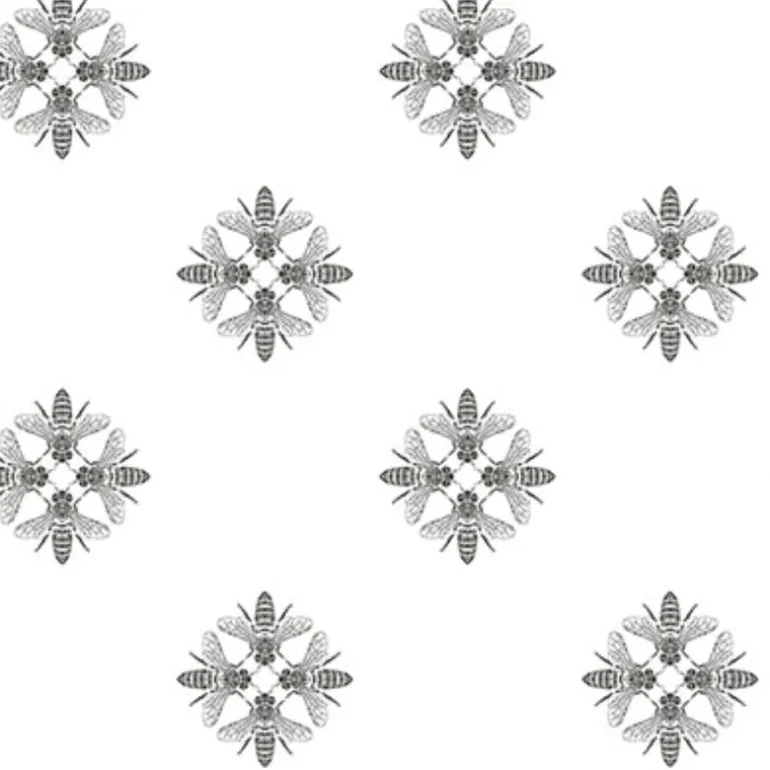 ON1643 Black White Honey Bee Wallpaper
