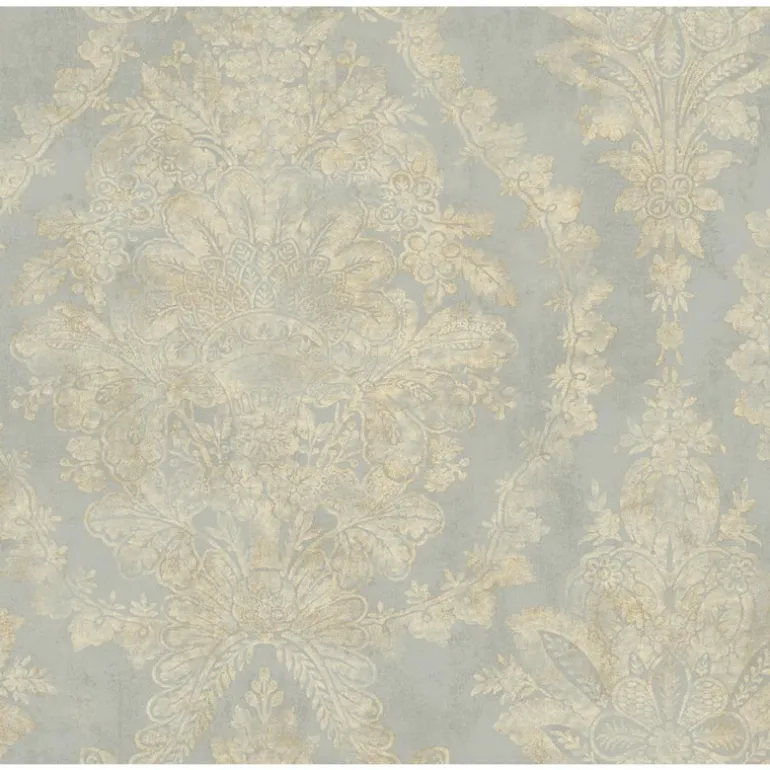 PM9309 Silver Charleston Damask Wallpaper