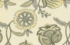 Pondicherry Handprint Taupe on Natural Laura Kiran Fabric