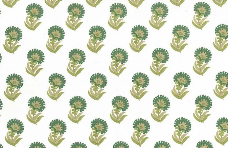 Puru Print Greens Laura Kiran Fabric