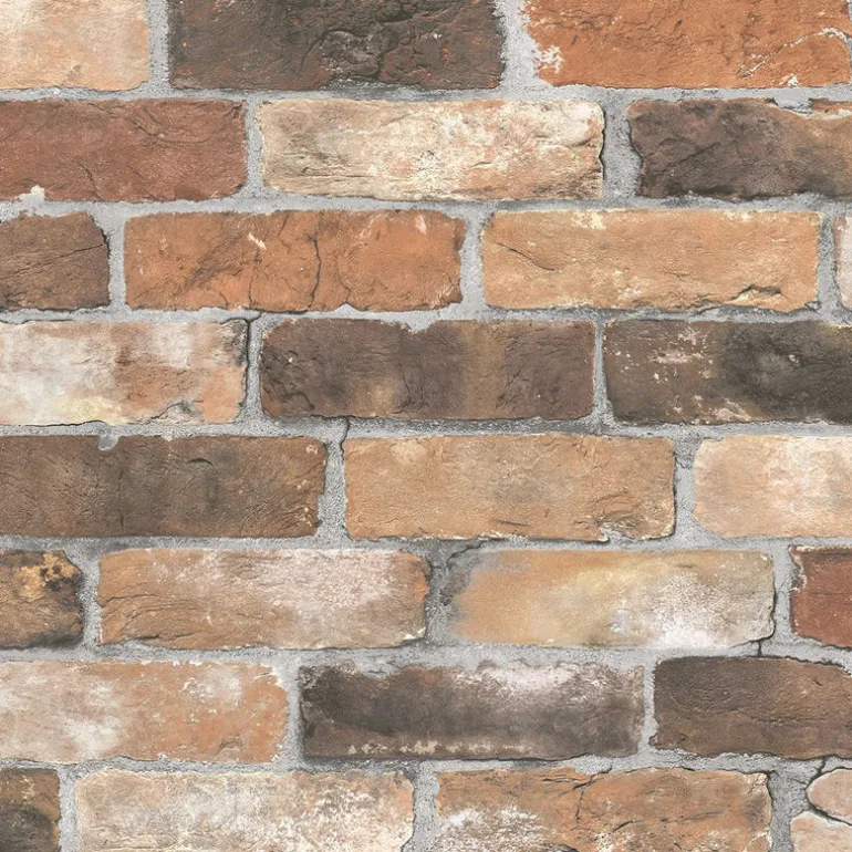 Reclaimed Bricks Orange Rustic Wallpaper