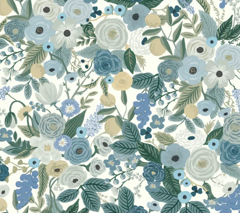 RI5120 Blues Garden Party Wallpaper