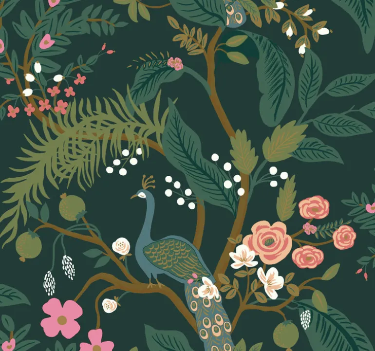 RI5168 Emerald Peacock Wallpaper