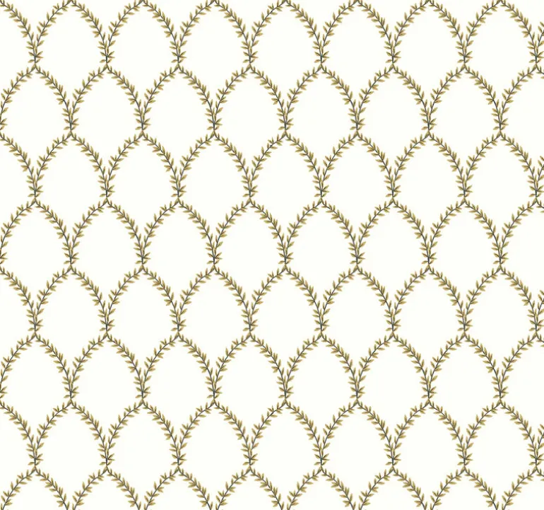 RI5176 Gold/White Laurel Wallpaper