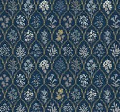 RI5131 Navy/Gold Hawthorne Wallpaper