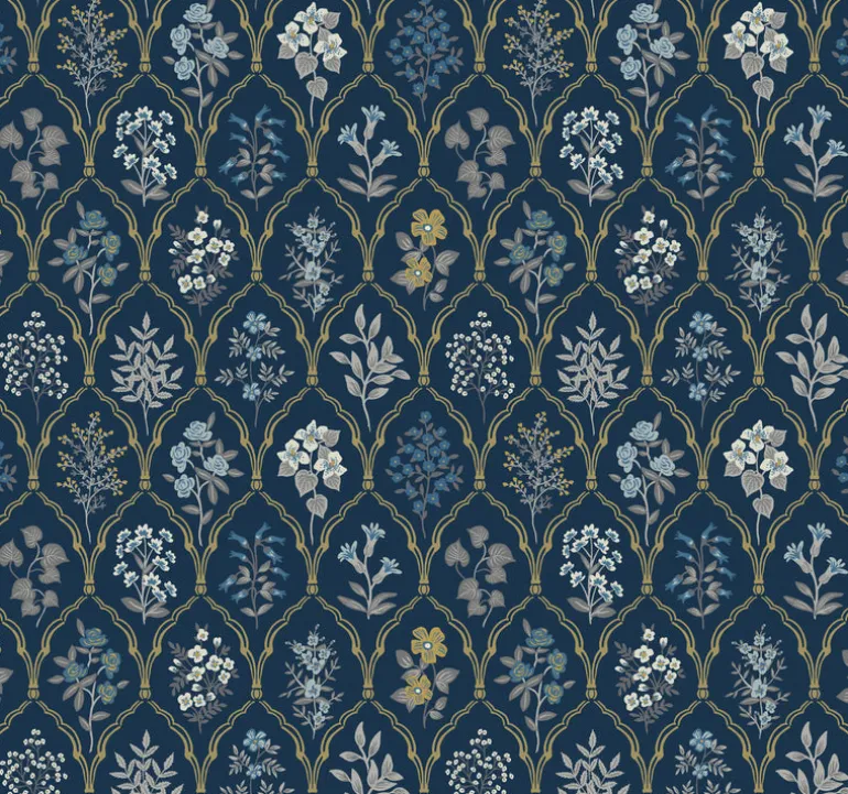 RI5131 Navy/Gold Hawthorne Wallpaper