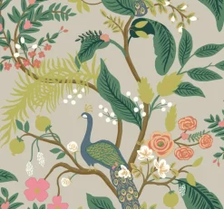 RI5171 Rifle Paper Co Linen Peacock Wallpaper