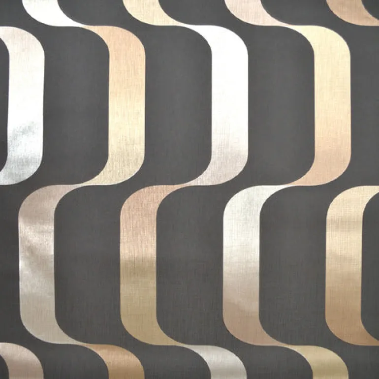 Ribbon Black Taupe Wallpaper