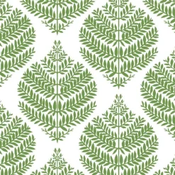 RMK11513WP Green Hygge Fern Damask Peel and Stick Wallpaper