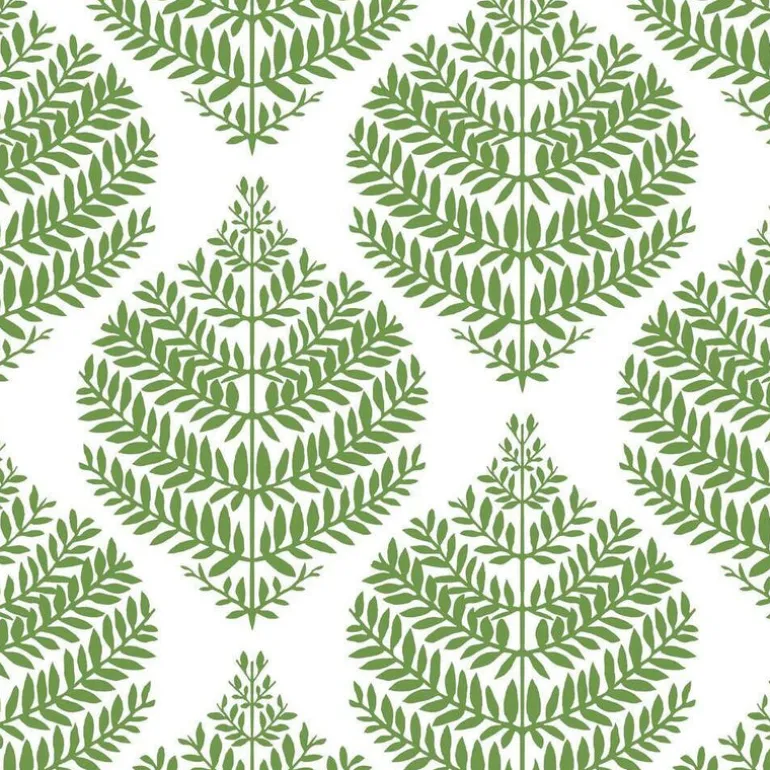 RMK11513WP Green Hygge Fern Damask Peel and Stick Wallpaper
