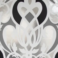 Sahrzad Silver Nouveau Damask Wallpaper