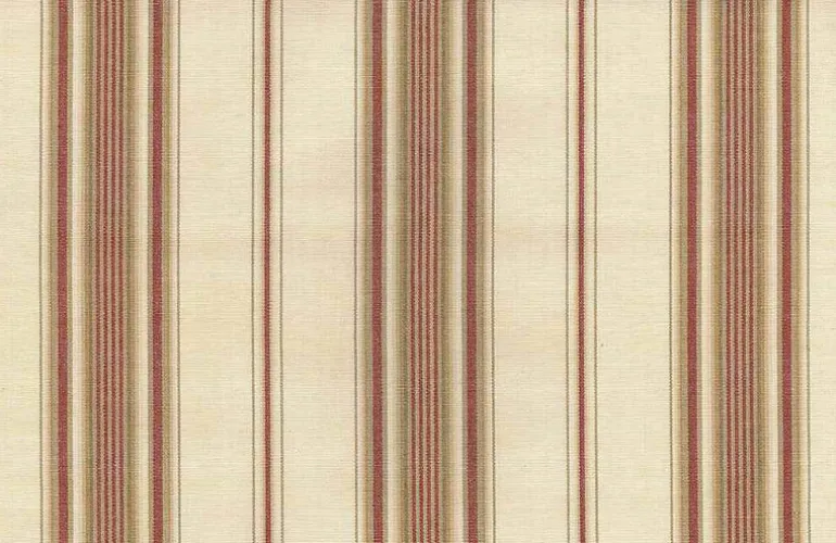 Saratoga Stripe Natural Red Tan Laura Kiran Fabric