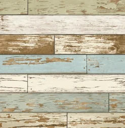 Scrap Wood Sky Blue Weathered Texture Wallpaper