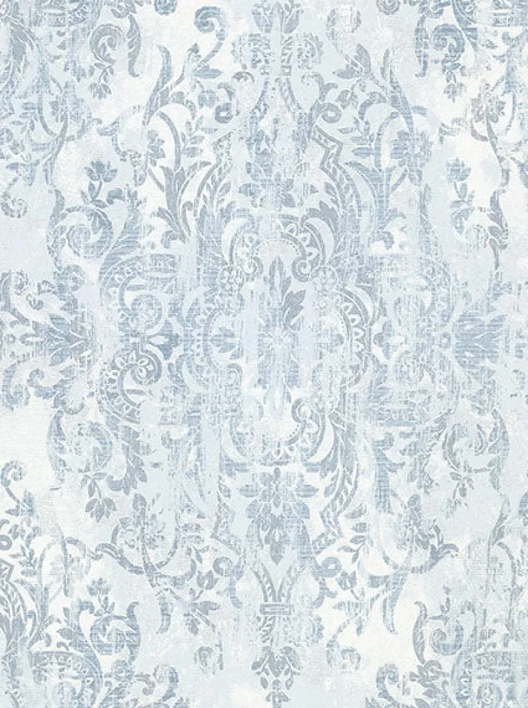 2909-SH-13006 Shirley Slate Distressed Damask Wallpaper