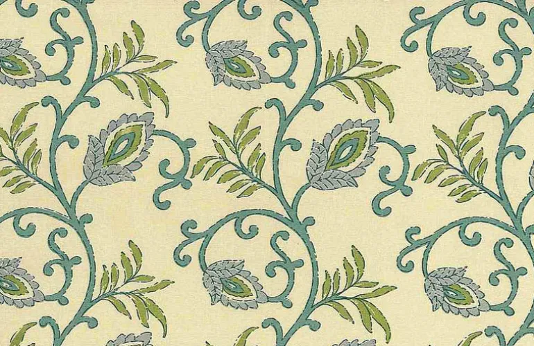 Shalimar Print Blue Greens Laura Kiran Fabric