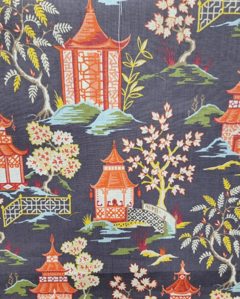 Shoji Lacquer Covington Pagoda Print Fabric