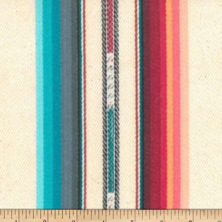 Silver City Stripe Cream Multi Laura Kiran Fabric