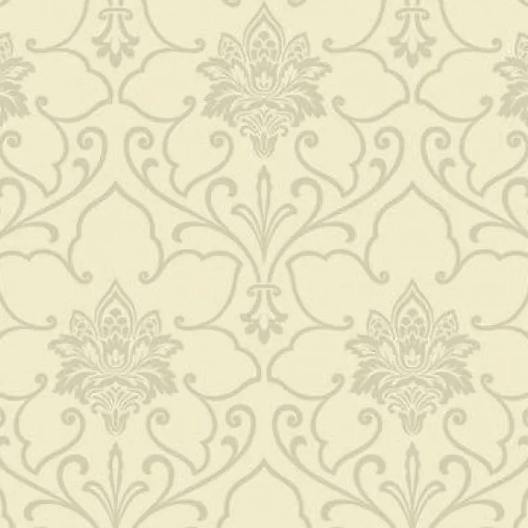 SL5708 Metallic Grey Silver Scroll Medallion York Wallpaper