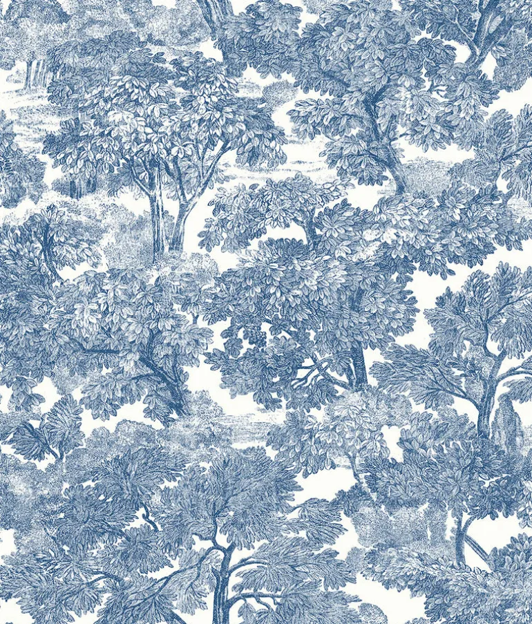 Spinney Blue Toile Wallpaper