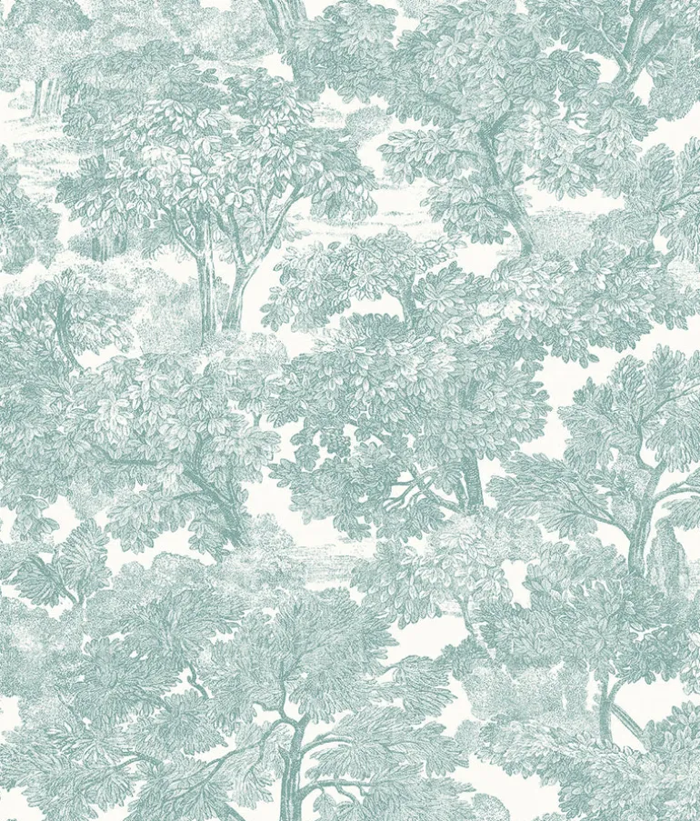 Spinney Teal Toile Wallpaper