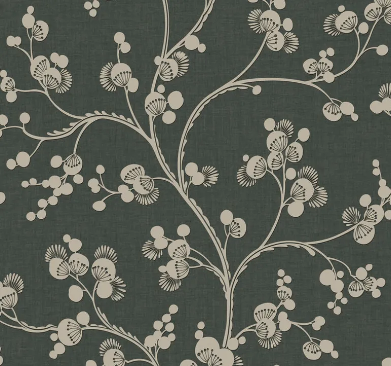 SS2502 Black Taupe Dahlia Trail Wallpaper