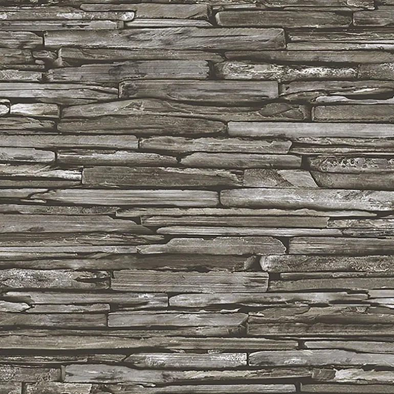 Stacked Slate Green Industrial Wallpaper