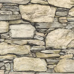 Stone Wall Wheat Historic Wallpaper