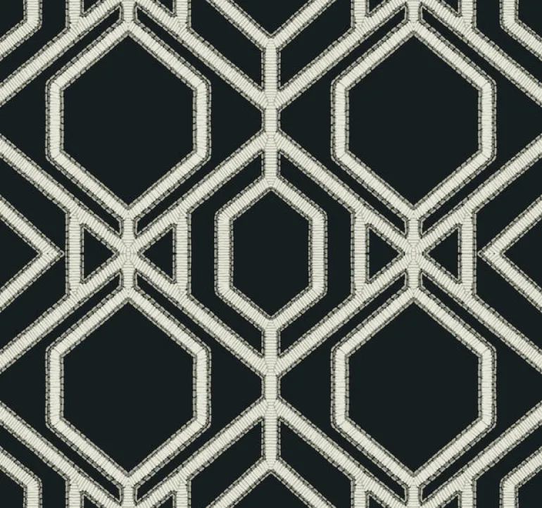 TC2637 Black White Sawgrass Trellis Wallpaper