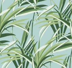 TC2603 Green Light Blue Tropical Paradise Wallpaper