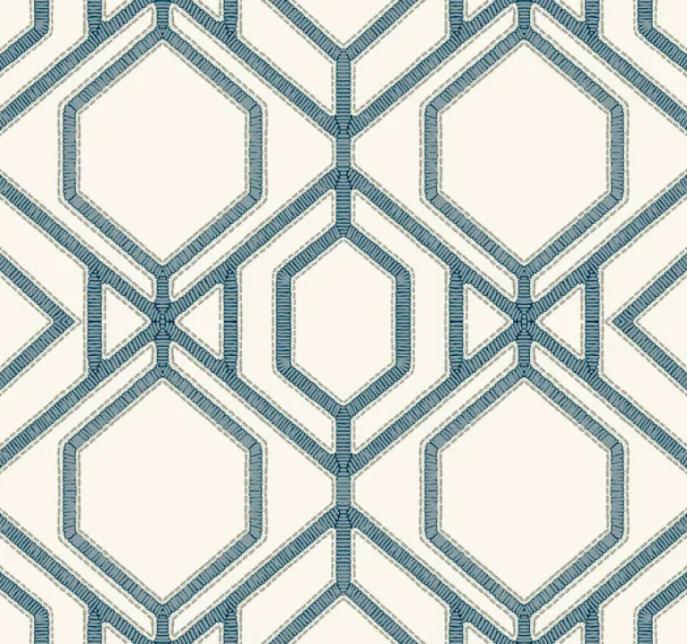 TC2634 White Blue Sawgrass Trellis Wallpaper