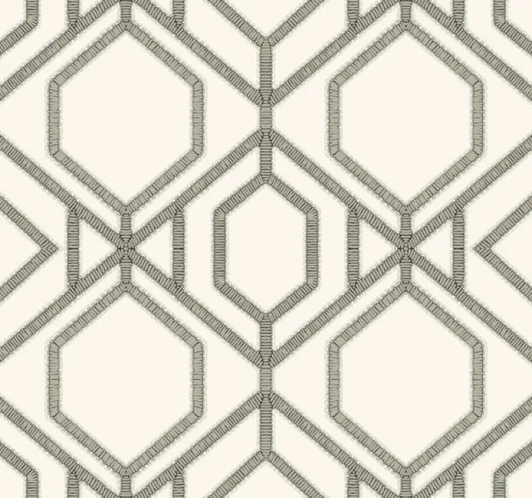 TC2635 White Taupe Sawgrass Trellis Wallpaper