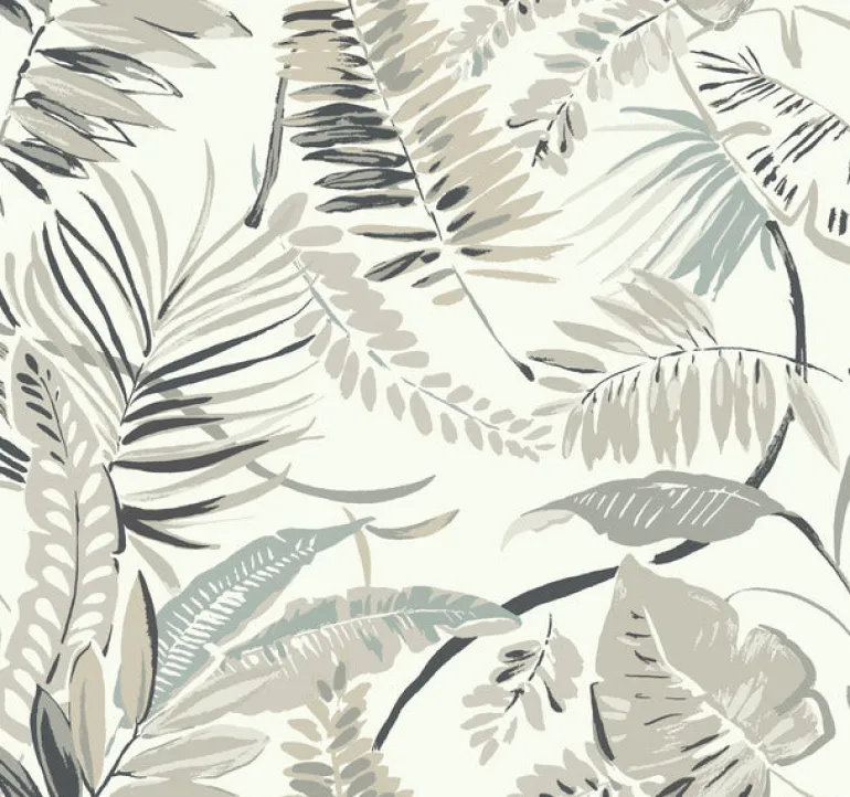 TC2622 White Tropical Toss Wallpaper