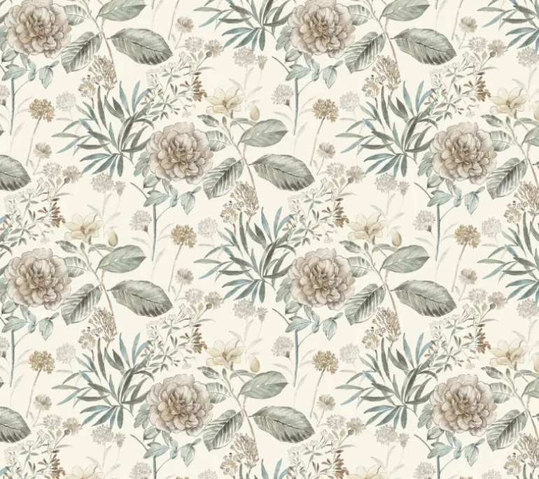 TL1918 Beige/Green Midsummer Floral Wallpaper
