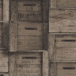 Wood Crates Dark Wood Distressed Wood Wallpaper