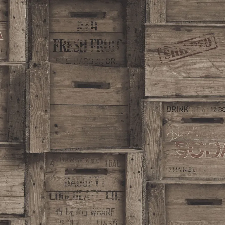 Wood Crates Dark Wood Distressed Wood Wallpaper