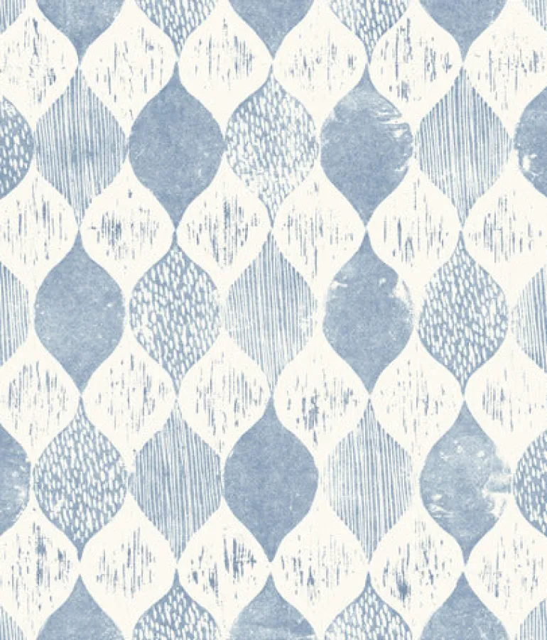 Woodblock Print True Blue Magnolia Home Vol. II Wallpaper