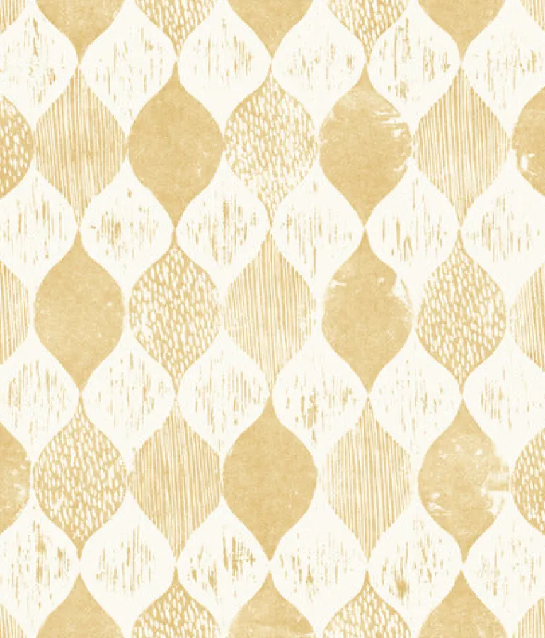 Woodblock Print Yellow Magnolia Home Vol. II Wallpaper
