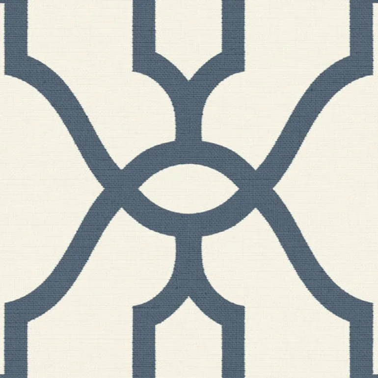 Woven Trellis Federal Blue on White Magnolia Home Vol. II Wallpaper