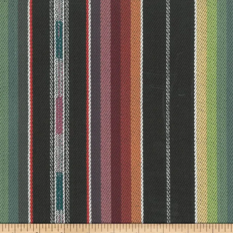 Zuni Stripe Black Multi Laura Kiran Fabric